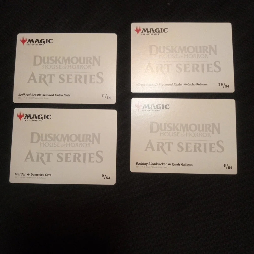 Lot Of 20 MTG Duskmourn Art Series Trading Cards With 2 Gold Stamped Signatures